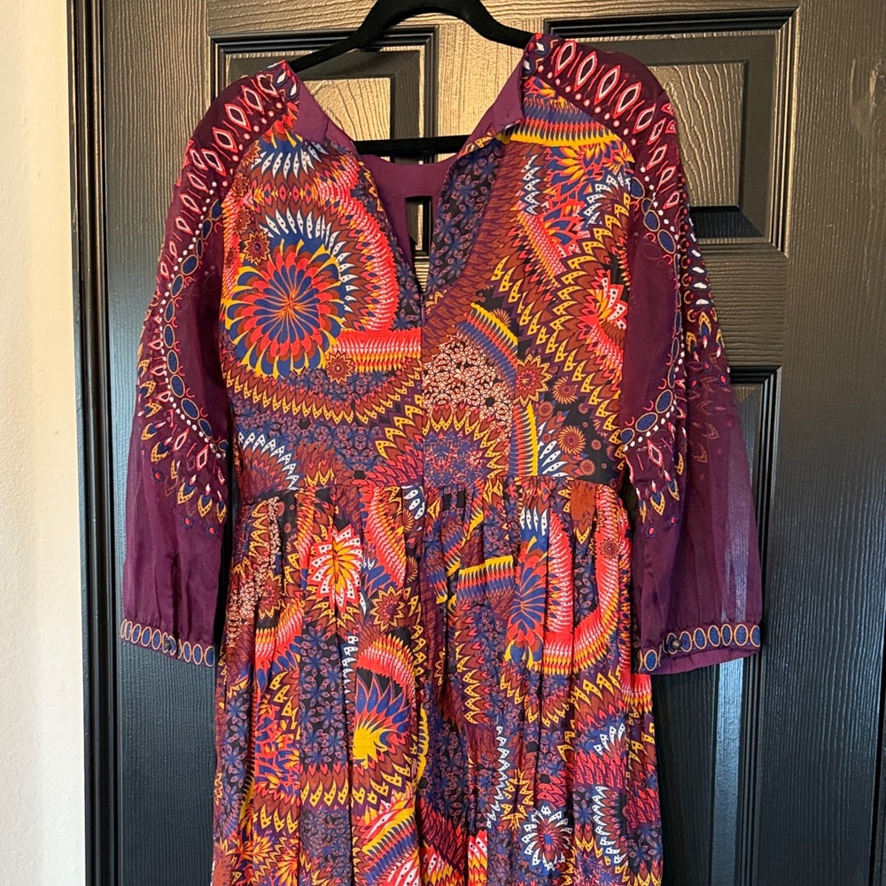 Anthropologie Purple and Multicolor Maxi Dress Sz 10 - Picture 4 of 4